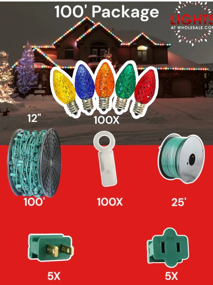 C7 LED 100' Pro Christmas Light Package - 12" Spacing - Image 5