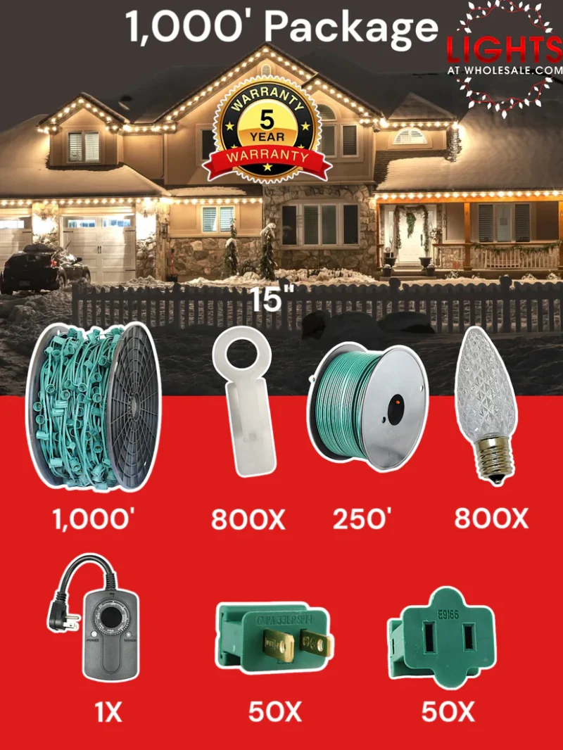 C9 LED 100' & 125' Christmas Light Pro Packages